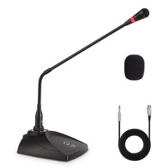 Desktop Gooseneck Wired Microphone System – Table Mounted 17X8X3, Black