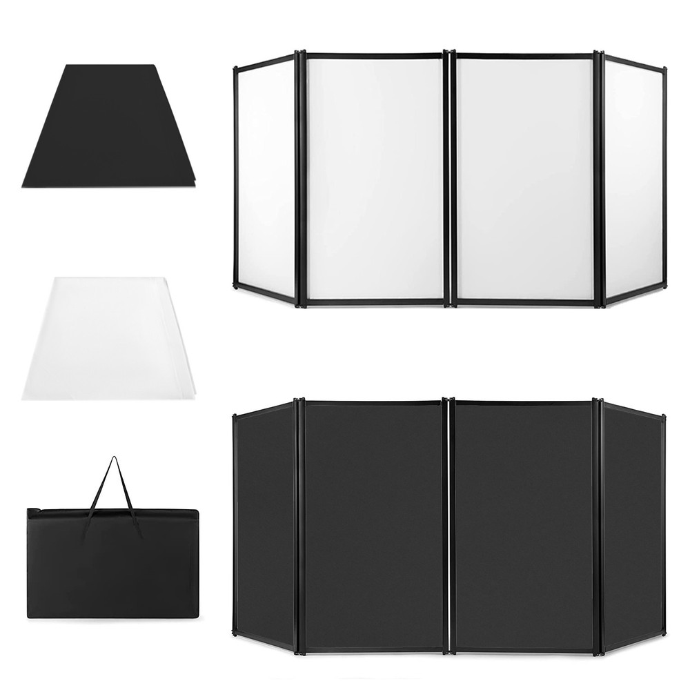 PRORECK 4-Panel DJ Facade Booth Foldable Metal Frame B/W Scrims & Carry Case