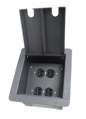 Recessed Stage Floor Box w/4 AC 3 prong Female Outlets | Black Metal Floor Box