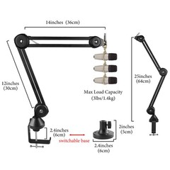 Geekria Microphone Boom Arm Mount for AKG Lyra Ultra-HD, P120, P220, C214