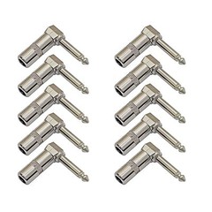 10 PACK LOT 1/4 TS RIGHT ANGLE MONO PHONE PLUG CORD CONNECTOR 6.3MM CABLE JACK