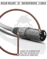 Mophead 15 Foot Braided XLR Male to XLR Female Microphone Cable Brown and Black