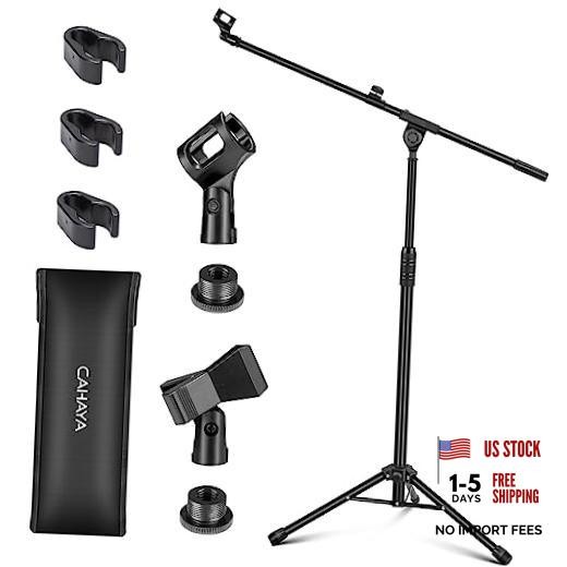 Dual-use Tripod Microphone Stand Boom Arm Floor Mic Black Easy Adjust Version