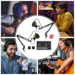 Podcast Equipment Bundle Microphone and Professional Audio Mixer F998 Sound Card