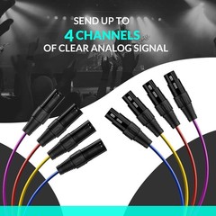 4 Channel XLR Snake Cable 10FT Color Coded Male to Female Microphone Cord