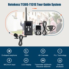 Retekess T130S Wireless Microphone Tour Guide System 2 transmitter 25 Receivers