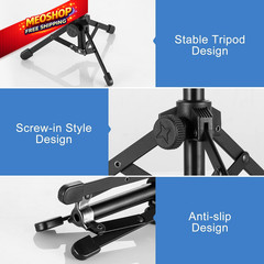 Microphone Stand Desk, BILIONE Portable Foldable Tripod with Normal, black