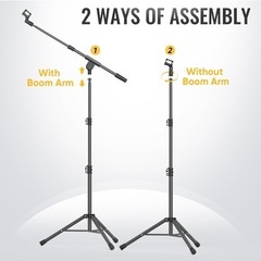 Microphone Stand for Light Microphone less than 1 LB – Tripod Boom Arm Mic St…