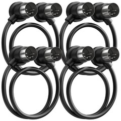 Heams 4 Pack Premium Right Angle MIDI Cable 1FT, Low Profile for 1 FT, Black