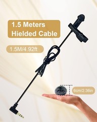 2Pcs Omnidirectional Lavalier Microphone for Streaming, Vlogging, Interviews, 1.