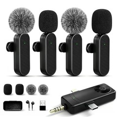 Wireless Lavalier Microphones for Phone Camera and Computer 4Pack