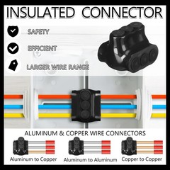 Copkim 5 Pack 3 Port Insulated Wire Connectors Black Multi 4-14AWG,