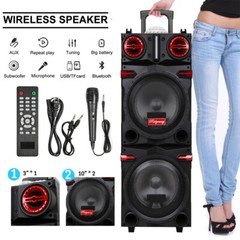 9000WDual 10″Subwoofer Bluetooth Speaker Heavy Bass Sound System DJ Party KaraoK