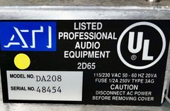 ATI DA 208 – Two Inputs, Eight Outputs Distribution Amplifier