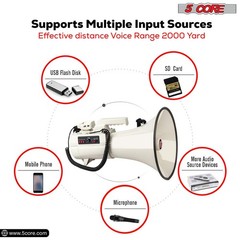 5Core Megaphone Bullhorn Speaker 100W Professional Bull Horn Battery Power Megaf