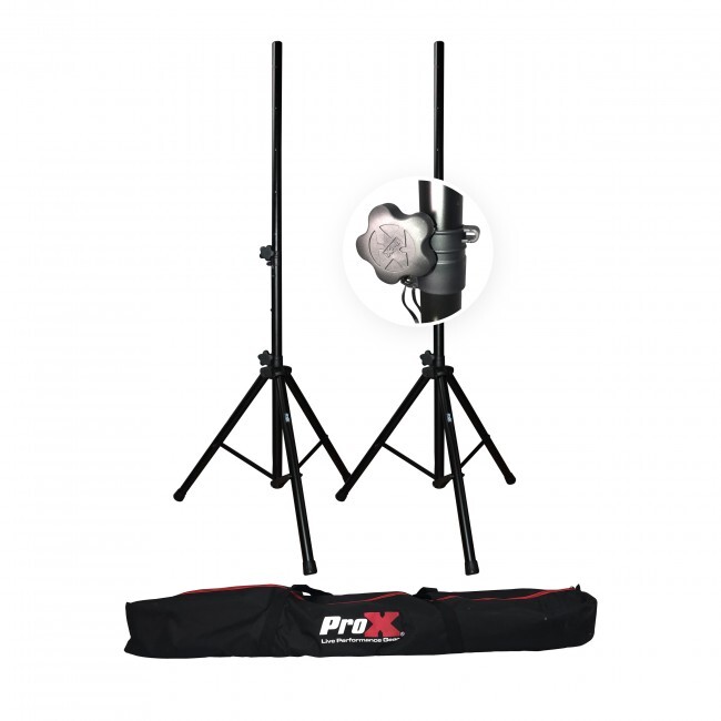 Pro X Set of 2 Heavy Duty Speaker Tripod Stands 6 ft. (44″-72″) W/Bag