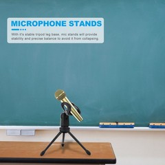1 Set 2Pcs Microphone Tripods Practical Mic Table Stands (Black)