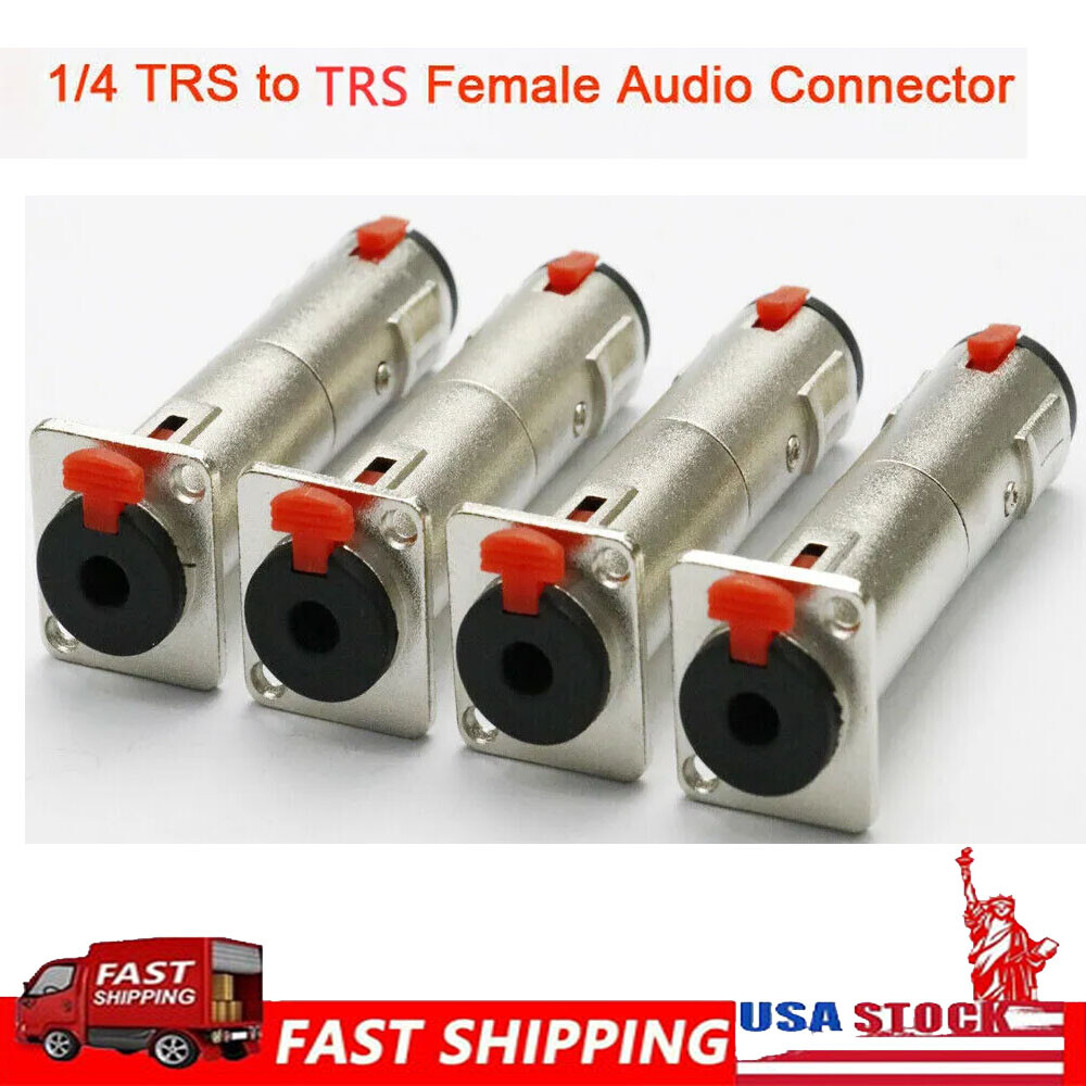 4x Silver 1/4 TRS to TRS Female Locking Jacks Plug for D Pedalboards USA
