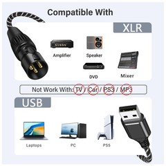 USB to XLR Cable, 10 FT Stereo Audio Cord