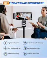 Wireless Lavalier Microphone, 2.4GHz Noise Cancellation, 656ft work for 6 hours