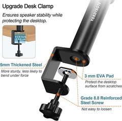 Desktop Clamp 2 Set Speaker Stand Short Studio Monitor Height Adjustable Musical