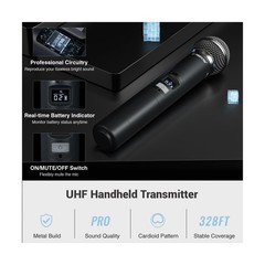 Phenyx Pro Wireless Microphone System, Dual Wireless Mics,w/ 2 Handhelds, Aut…