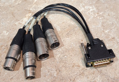 DB-15 15PIN to DUAL XLR LEFT & RIGHT IN & OUT WAVES AUDIO 1FT CABLE QUAD