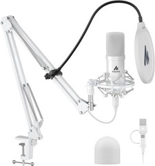 USB Microphone 192kHz 24bit Plug & Play for Recording and Streaming
