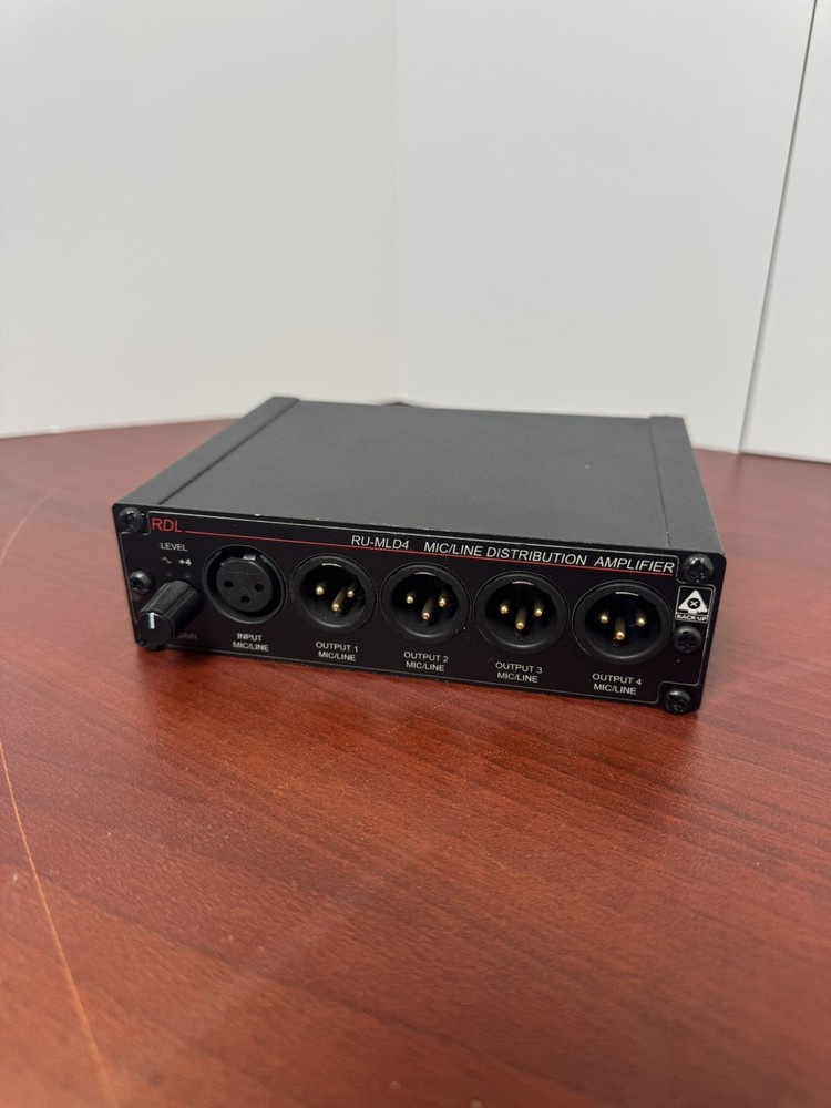 RDL RU-MLD4 Mic/Line Distribution Amplifier, One In – Four Out, w/ Power Supply