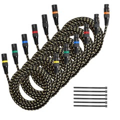 VEVOR XLR Cable 25 ft 6 Pack Balanced DMX Male to Female Microphone Cord 3-Pin