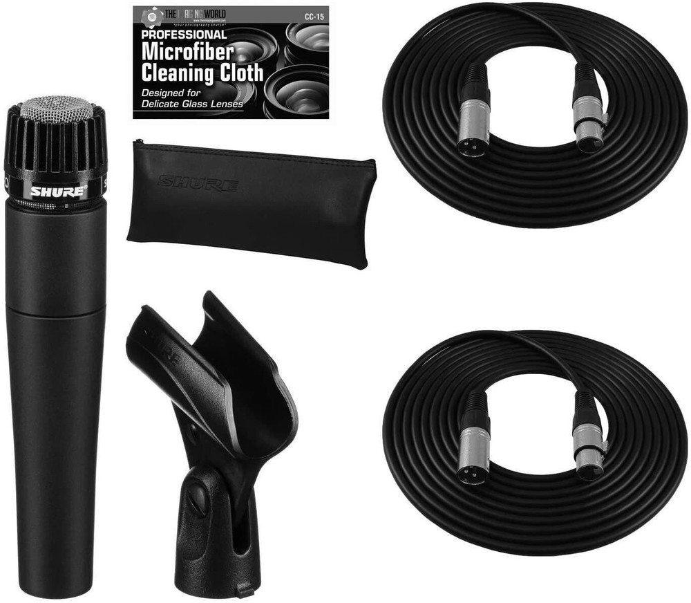 Shure SM57-LC Cardioid Dynamic Instrument Microphone + Extra Two (2) XLR…