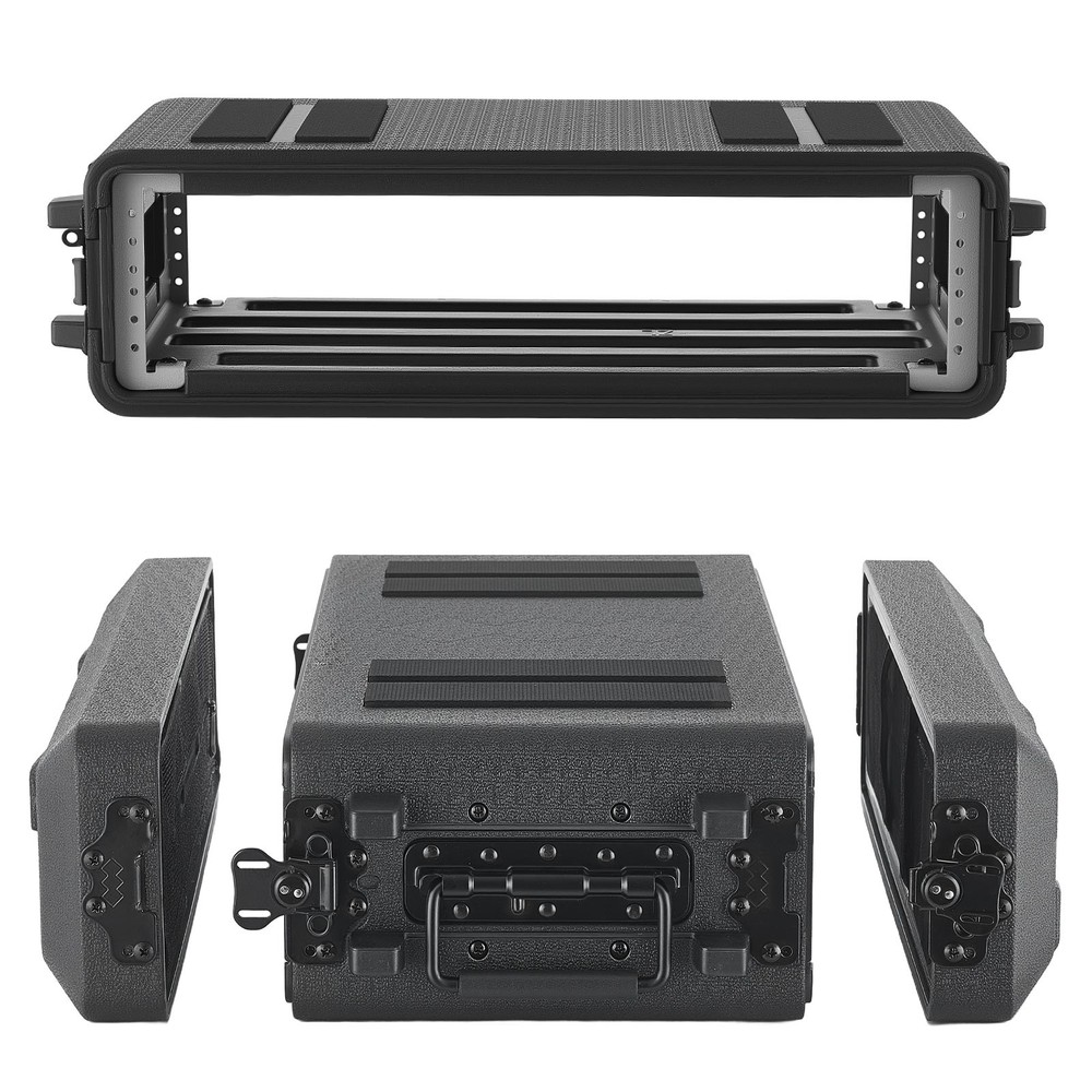VEVOR 2U Rack Case Rackmount Flight Case 12 in with Microphone Compartments