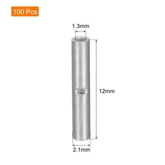 MECCANIXITY 100Pcs Non Insulated Butt Connectors 26-22AWG Wire Silver