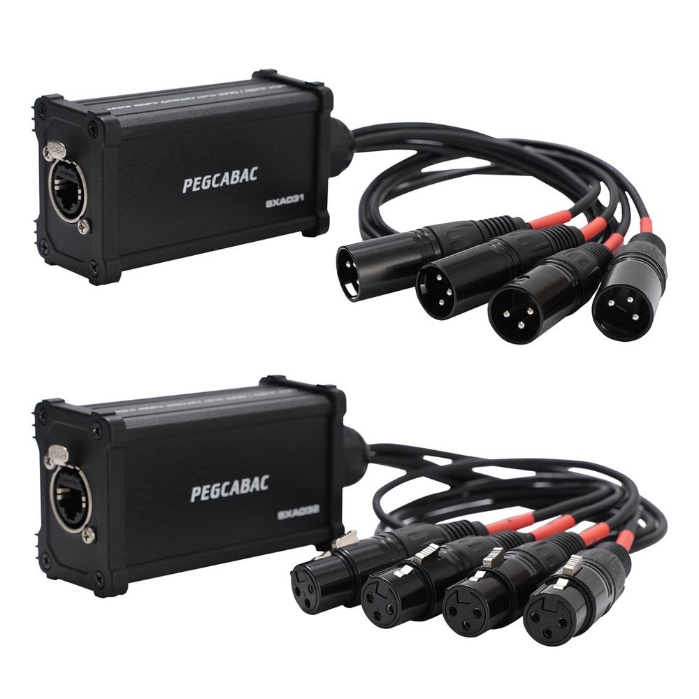 4 Channel Snake 3 Pin XLR/DMX/AES-EBU to Ethercon RJ45 Cat5/Cat6 Ethernet Ext…