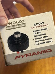 PYRAMID Tweeter Driver TWD60X NOS 400 Watt 8 Ohm 20oz Magnet Screw On
