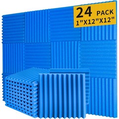 24Pack 12″X12″X1″ Acoustic Foam Panel Wedge Studio Soundproofing Wall Tiles Blue