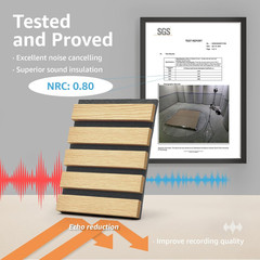 4-Piece Wood Slat Acoustic Panels for Stylish Decor and Noise Reduction, 3D Text