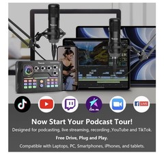 Hayner-Seek Podcast Equipment Bundle for 2 for Live Streaming, DJ Mixer
