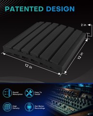 36Packs Curved Sound Proof Foam Panels for Walls, 2″ Acoustic Panels Sound Ab…