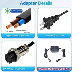 For Alesis Multimix 8 USB FX – 8 Power Adapter,Compatible with Alesis Multimix 8