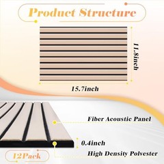 Acoustic Panels 12 Pack – Covers 16 Sq Ft, 12 Pack 16 x 12 x 0.4 Inches Camel