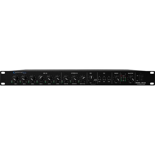 Technical Pro DN-12X 12-Channel Line Mixer w/Microphone Priority S&D