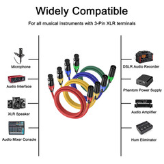 XLR Cable 10Ft 4 Packs – Premium Balanced Microphone Cable with 3-Pin XLR Male t