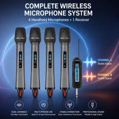 One-to-four U-section wireless microphone, portable receiver plug-and-play