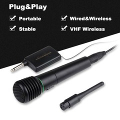 Wireless/Wired VHF Professional Microphone Handheld System Karaoke w/Receiver US