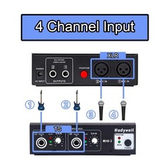 Microphone Preamp Mic Booster 4 Input Max 65db DI Box with 48V Phantom Power …