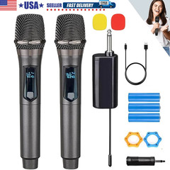 2PCS Handheld Mic Wireless Professional Microphone System Karaoke w/Receiver New