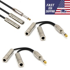 6.35mm 1/4″ TS Male Mono to Dual 1/4″ TS Female Mono Y Splitter Audio Cable 2Pcs