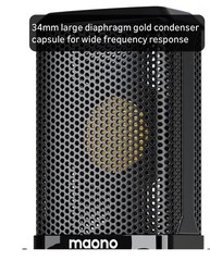 XLR Condenser Microphone with 34mm Large Diaphragm, Professional Cardioid Studio