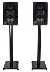 Rockville RS29B V2 29″ Steel Bookshelf Speaker Stands, 60 lbs Capacity, Black